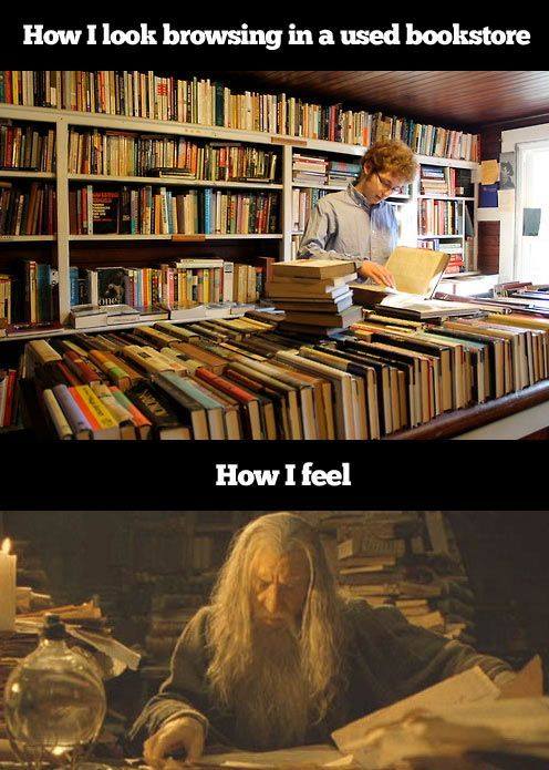 Browsing in a used bookstore